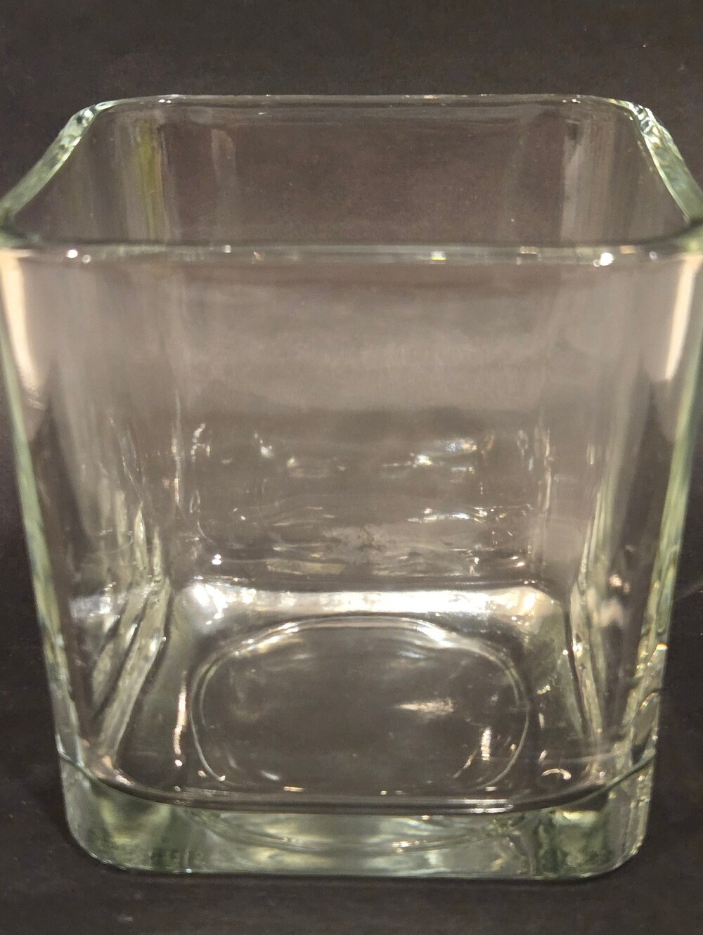 Vintage Thick Clear Glass Square Vase - Home Dining